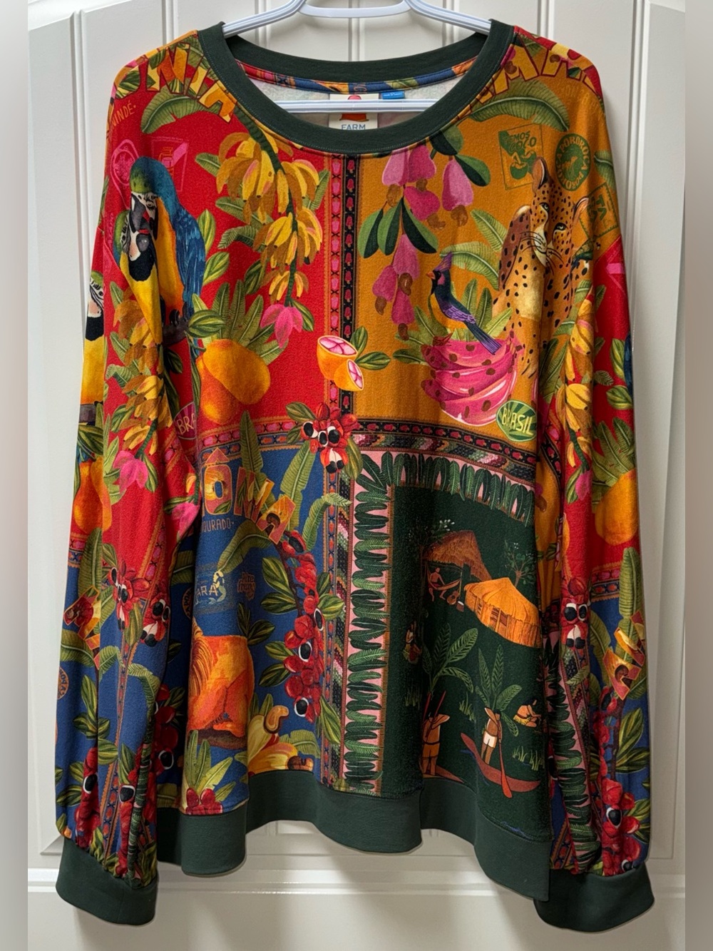 EUC WOMENS XL (bust 52”) FARM RIO BOSQUE TROPICAL COMFY SWEATSHIRT OVERSIZED - Picture 3 of 5